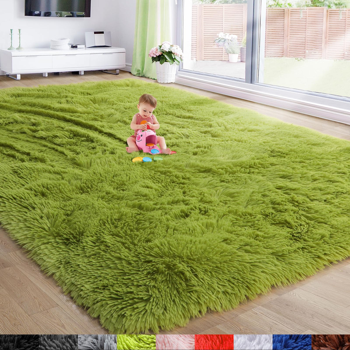 Amdrebio Light Pink Fluffy Fuzzy Area Rug 4x6 for Girls Bedroom Kids Room