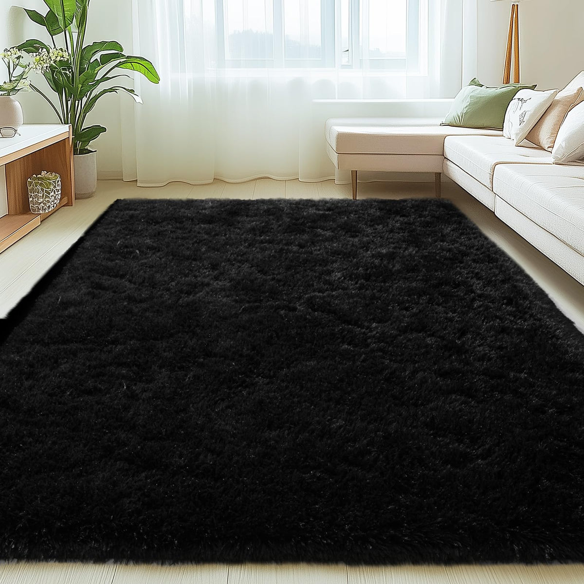 Mugorn 8x10 Area Rugs for Living Room, Large Fluffy Black Rugs for Bedroom