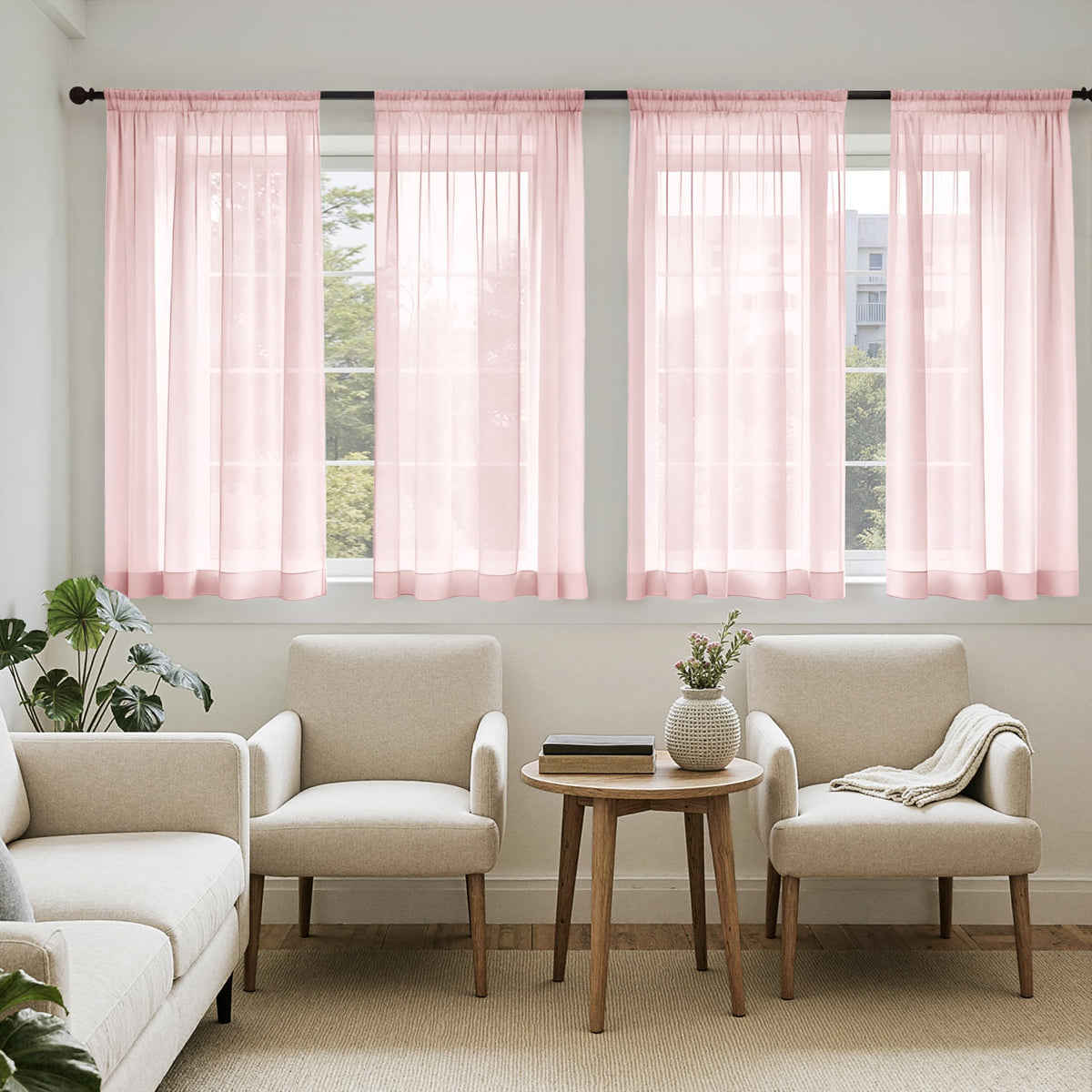 MIULEE White Sheer Curtains 84 Inches Long 4 Panels 42 x 84 Inches