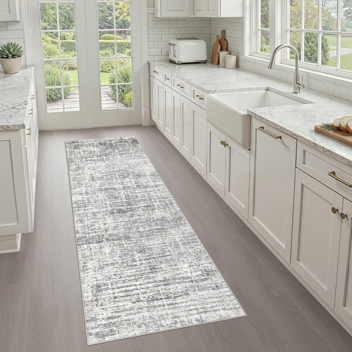 LOONGRUG 8x10 Area Rugs Washable Neutral Modern Rug for Living Room Brown