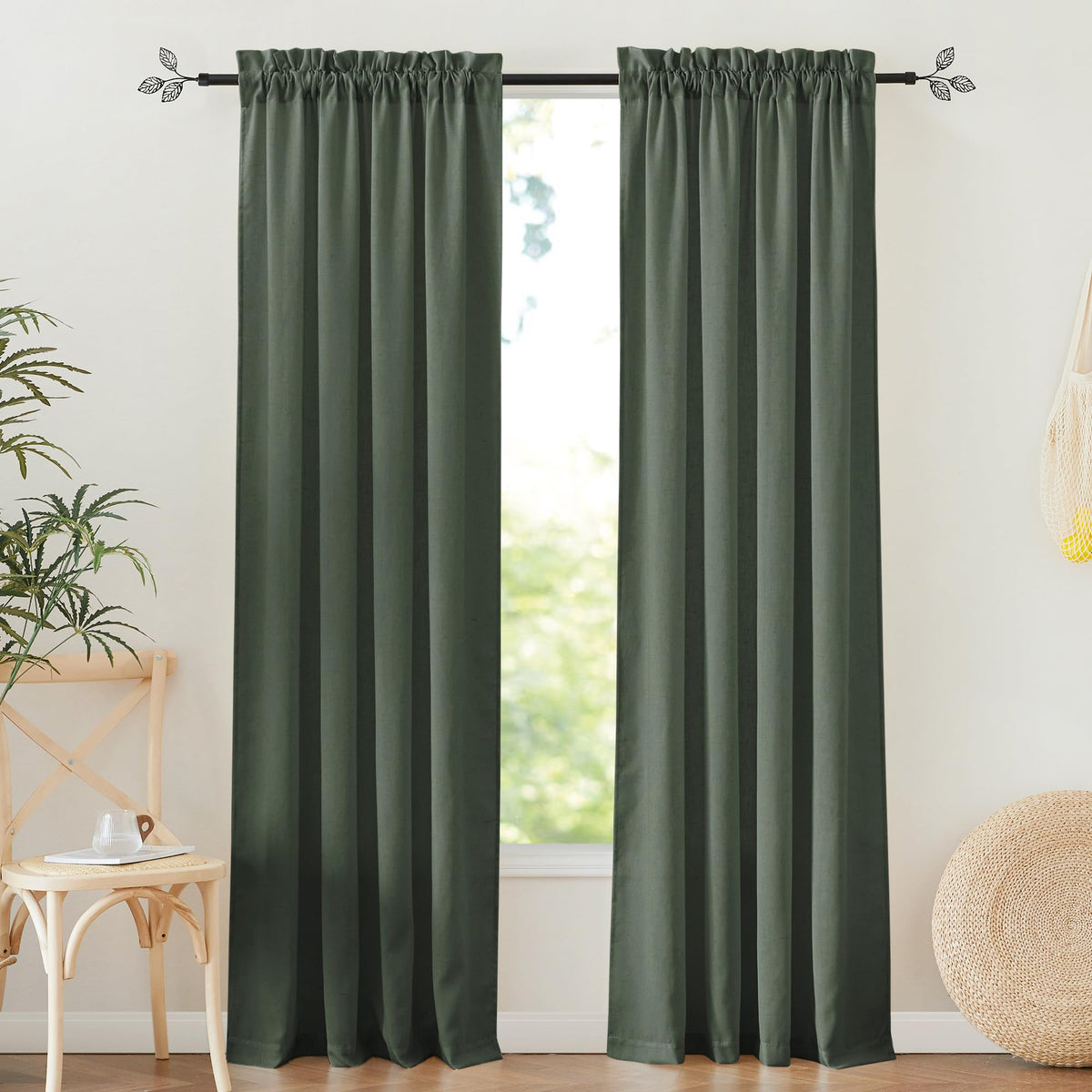RYB HOME White Semi Sheer Curtains 84 inches Long for Living Room