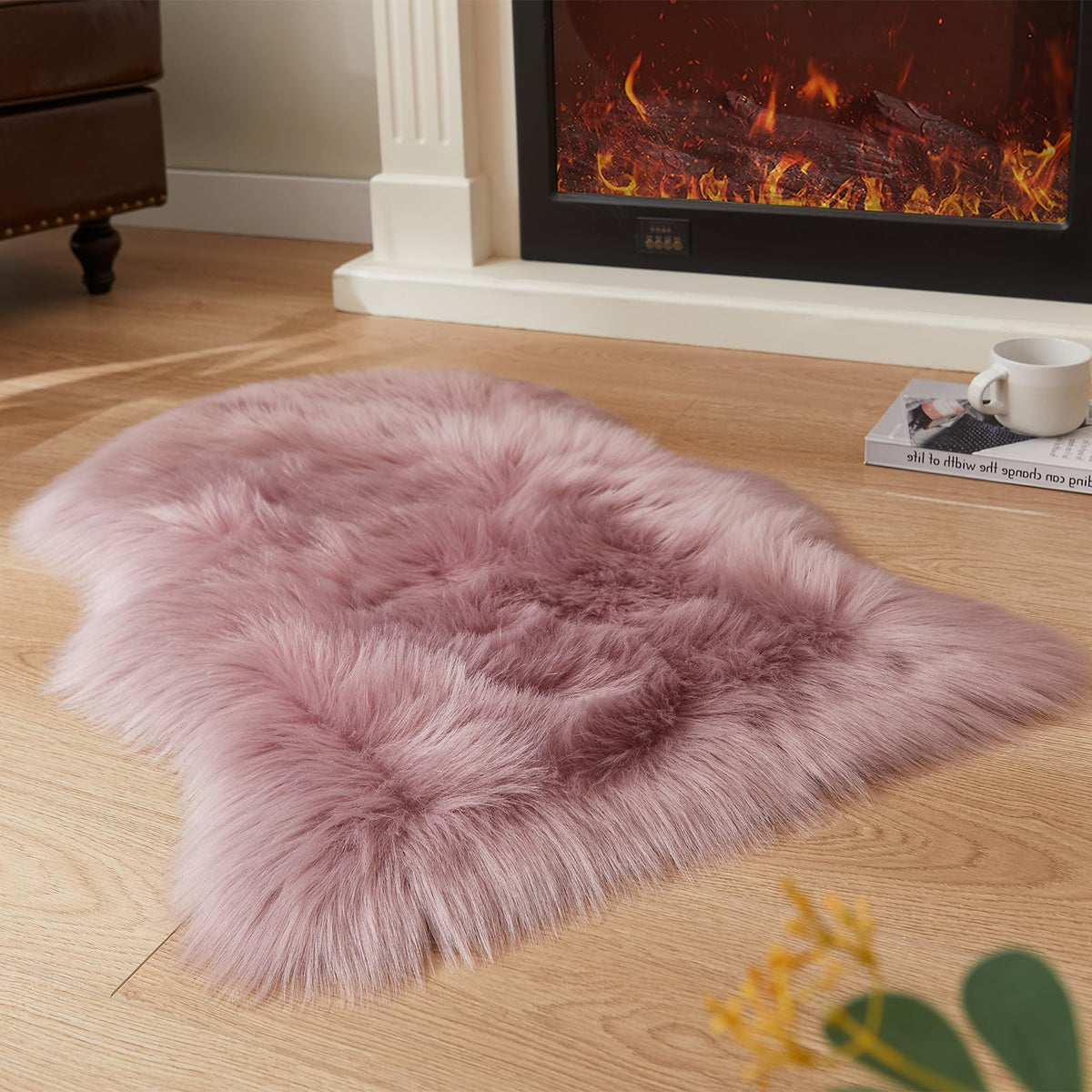 EasyJoy Ultra Soft Fluffy/Fuzzy Shaggy Area Rug Faux Fur Chair Cover Seat Pad for Bedroom Floor Sofa Living Room (2 x 6 ft Sheepskin, Beige)