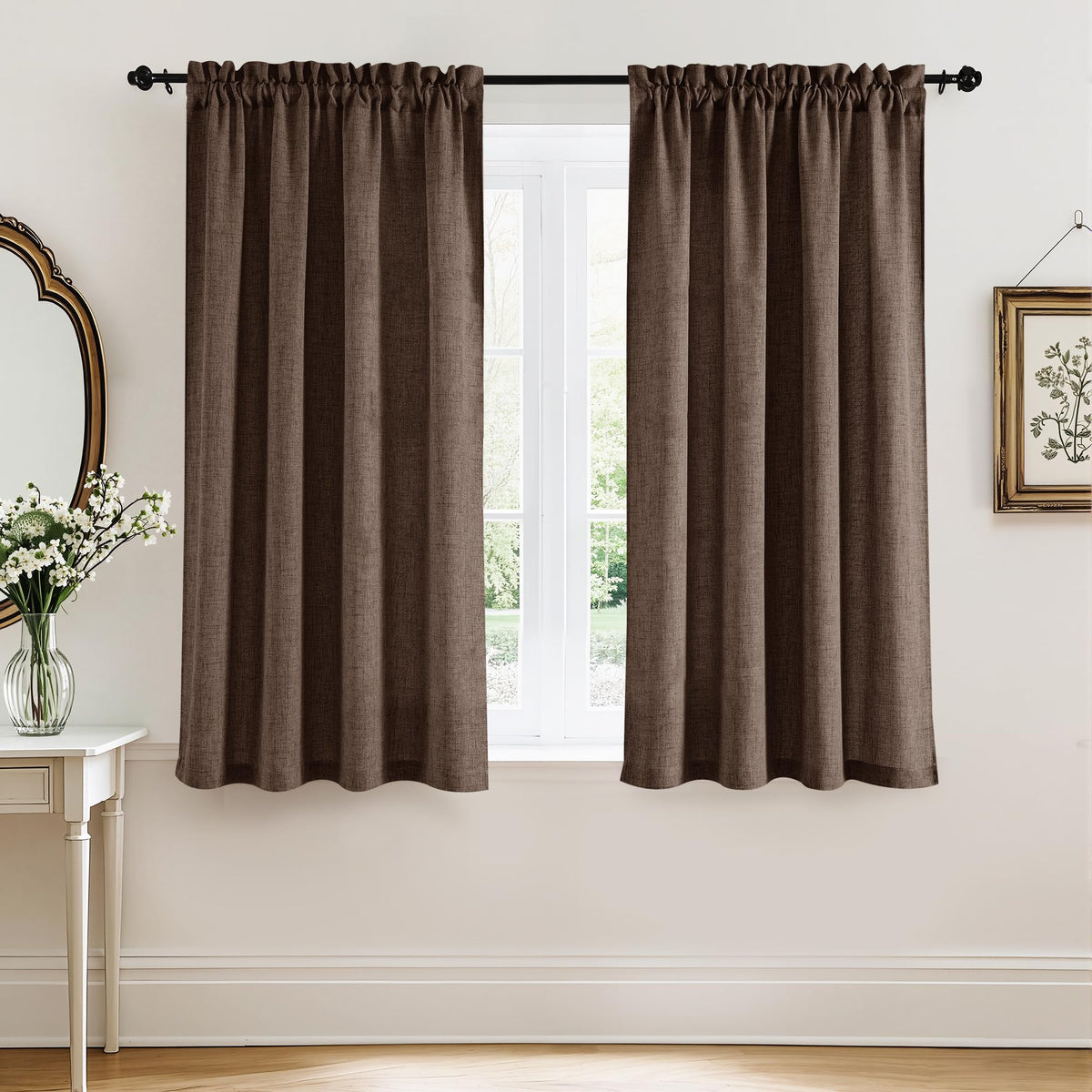 RYB HOME White Semi Sheer Curtains 84 inches Long for Living Room