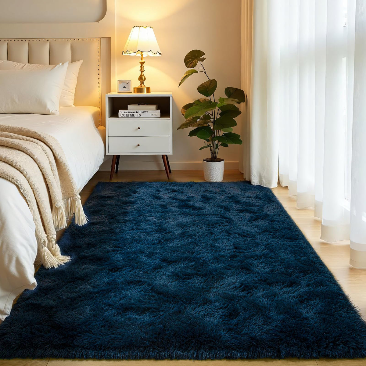 Softlife Rugs for Bedroom 4x5.3 Feet Purple Area Rug for Living Room Super Soft Shaggy Rugs for Dorm Fluffy Fuzzy Carpets Long Plush Bedside Rug Nursery Girls Boys Kids Room Home Christmas Decoration