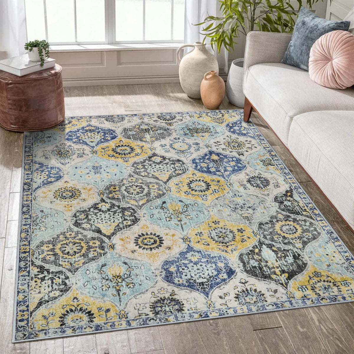 Lahome Moroccan Washable Small Area Rug, 3x5 Rug for Bedroom Living Room