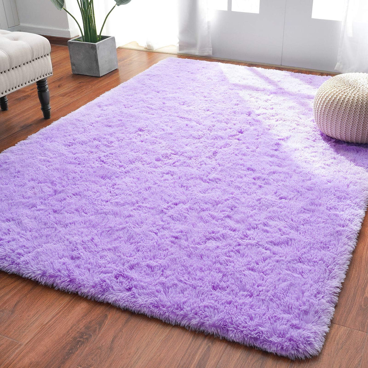 Softlife Rugs for Bedroom 4x5.3 Feet Purple Area Rug for Living Room Super Soft Shaggy Rugs for Dorm Fluffy Fuzzy Carpets Long Plush Bedside Rug Nursery Girls Boys Kids Room Home Christmas Decoration