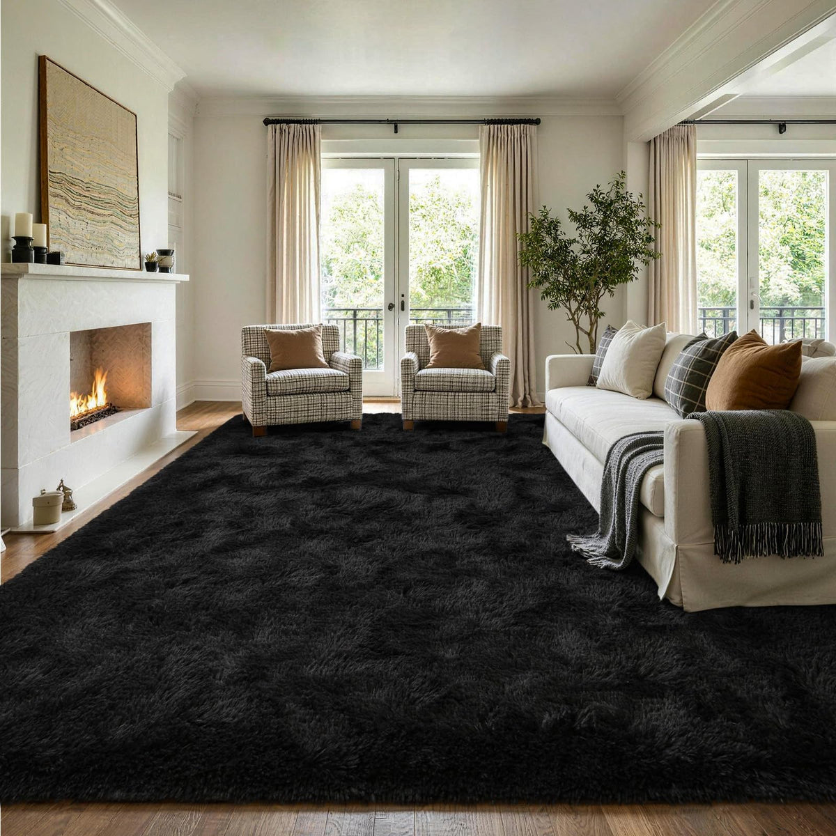 Noahas 2x6 Black Fluffy Soft Runner Rug Non-Slip for Bedroom Dorm Hallway