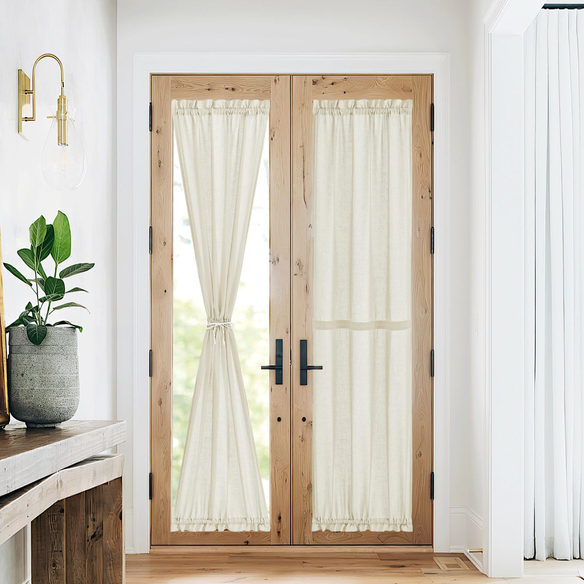 NICETOWN White 2 Panels French Door Curtains for Front Back Window Cover
