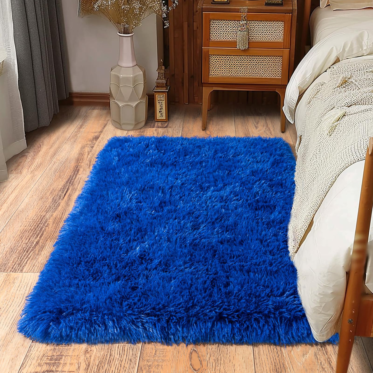 Soft Runner Rugs for Bedroom Hallway 2x6 Beige Fluffy Shag Washable