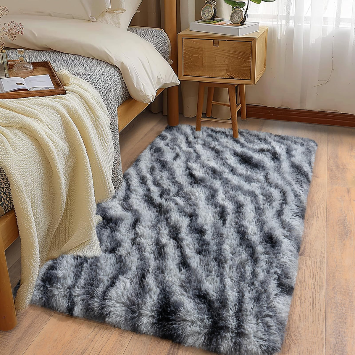 Soft Runner Rugs for Bedroom Hallway 2x6 Beige Fluffy Shag Washable