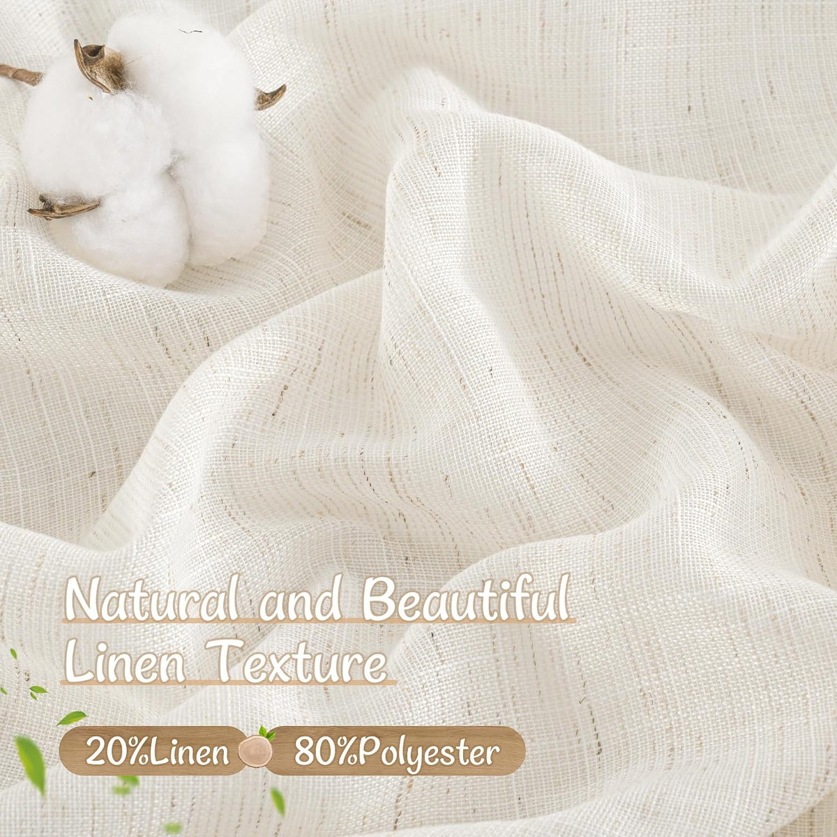 LAMIT Linen Semi Sheer Curtains 84 Inches Long for Living Room 2 Panels