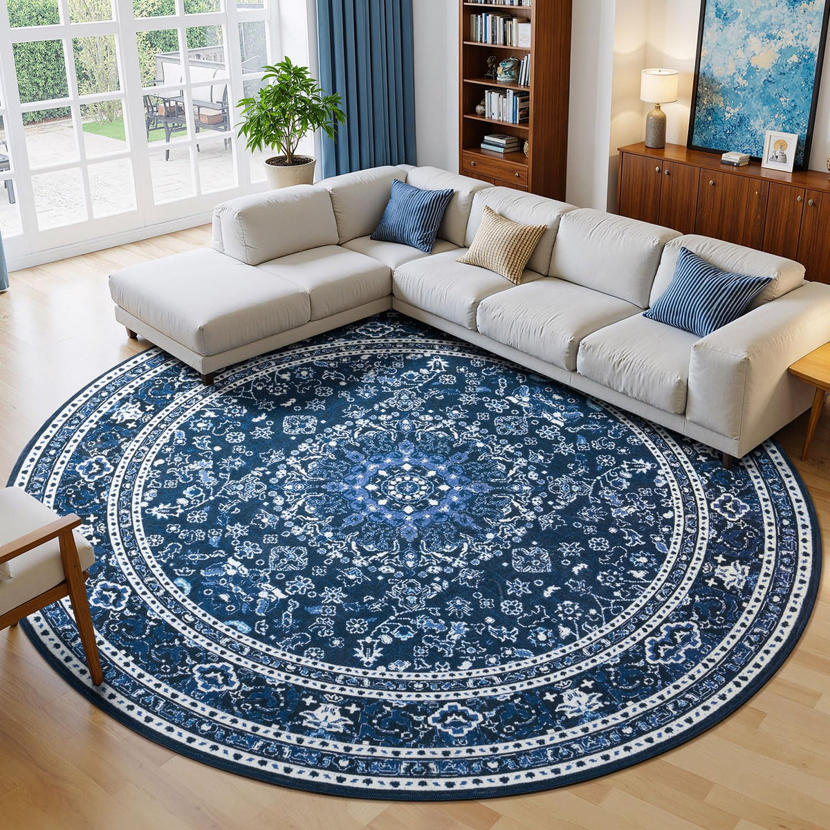 Lessymo 8 x 10 Area Rugs for Living Room, Machine Washable Rug Grey White