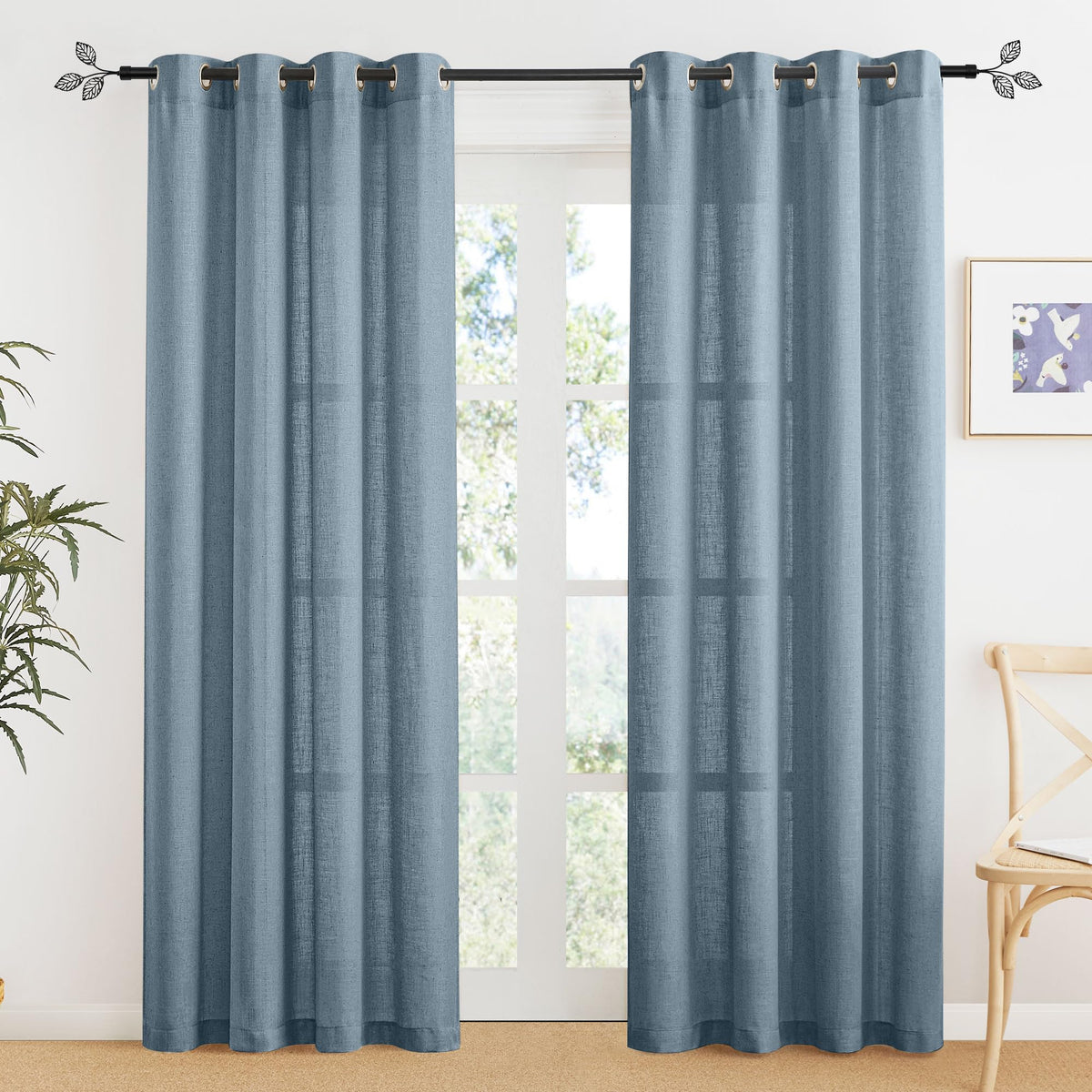RYB HOME Sliding Patio Door Sheer Curtains, Extra Wide Room Divider Drape