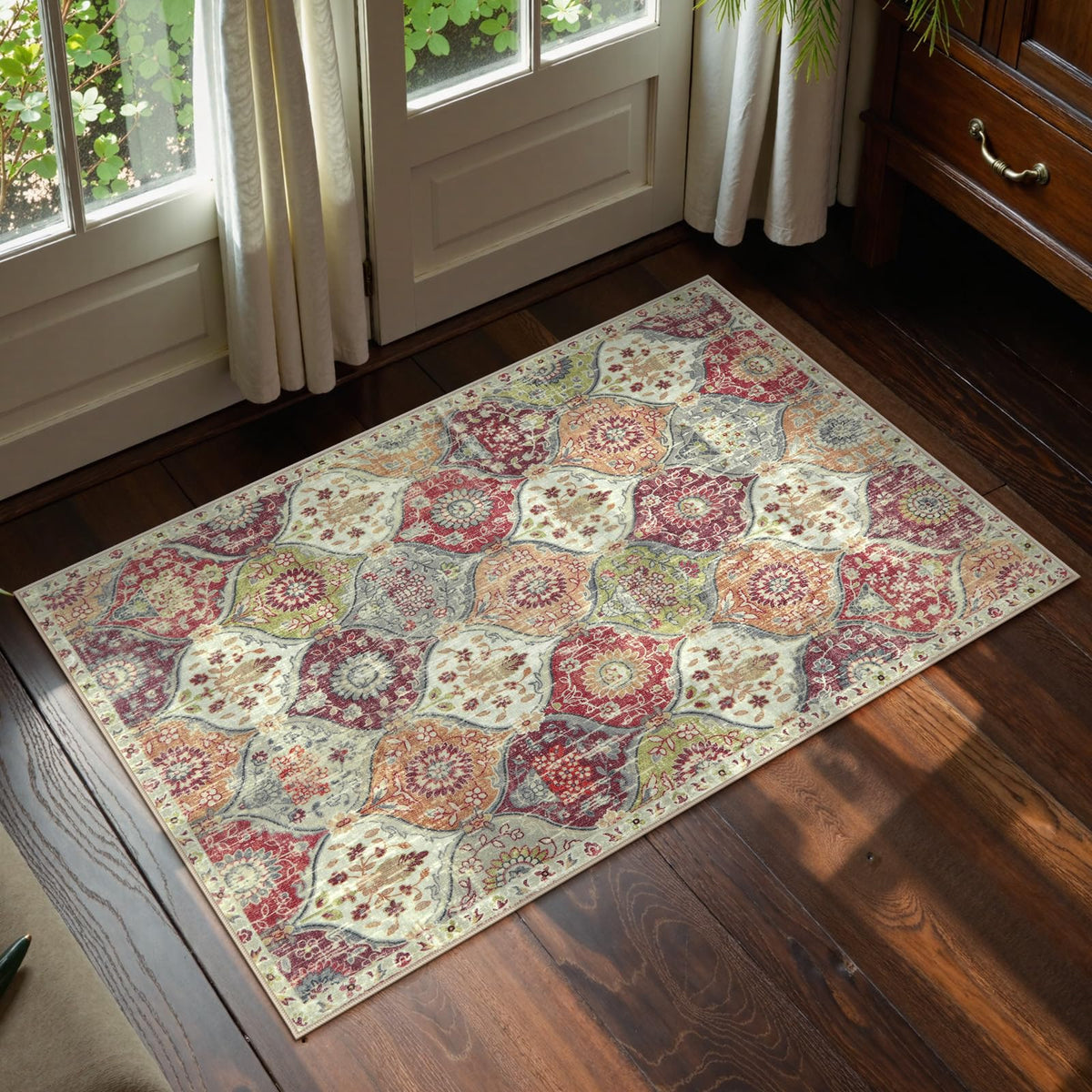 Lahome Moroccan Washable Small Area Rug, 3x5 Rug for Bedroom Living Room