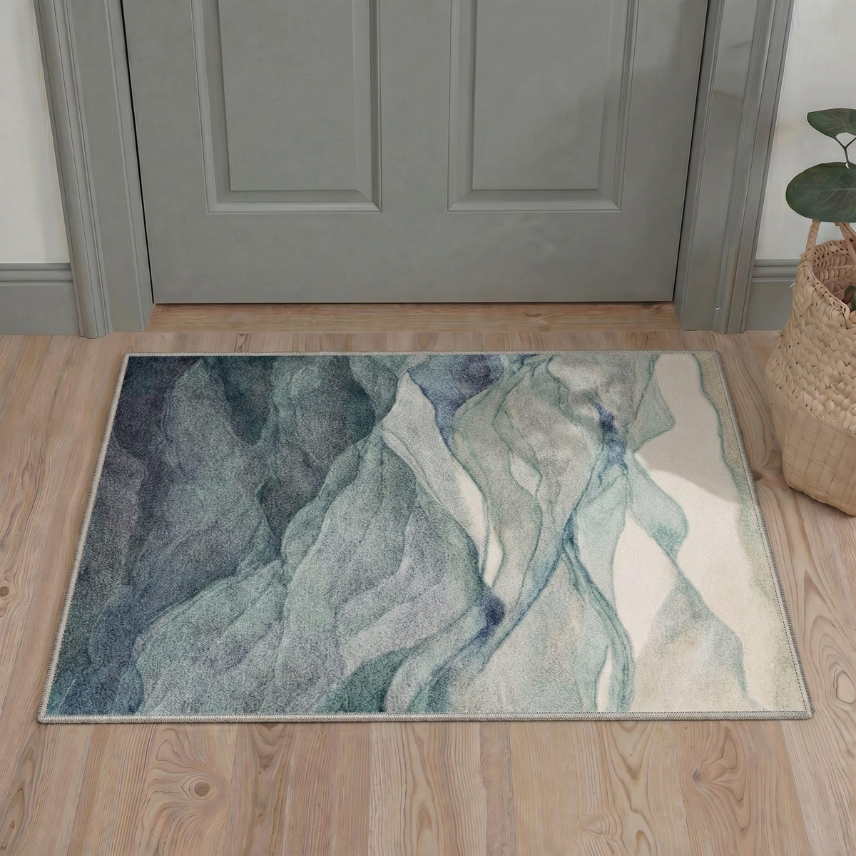 BEIMO 5x7 Green Abstract Area Rug, Washable Non-Slip for Bedroom