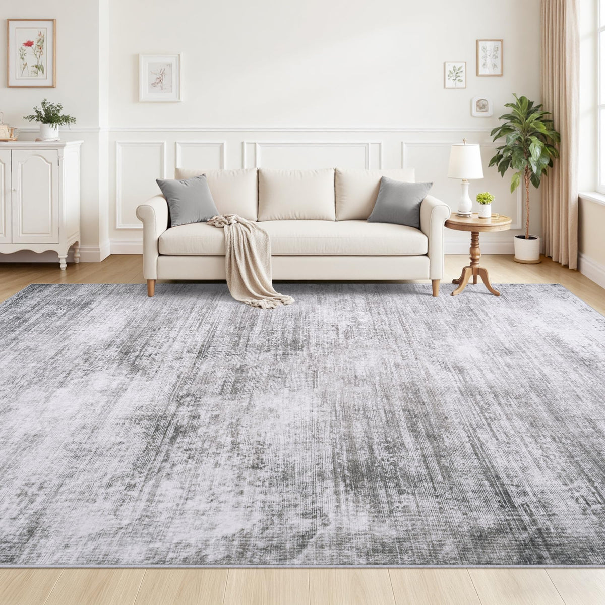 Tosuoka Washable Rug 6x9 Area Rugs for Living Room, Beige Neutral Abstract