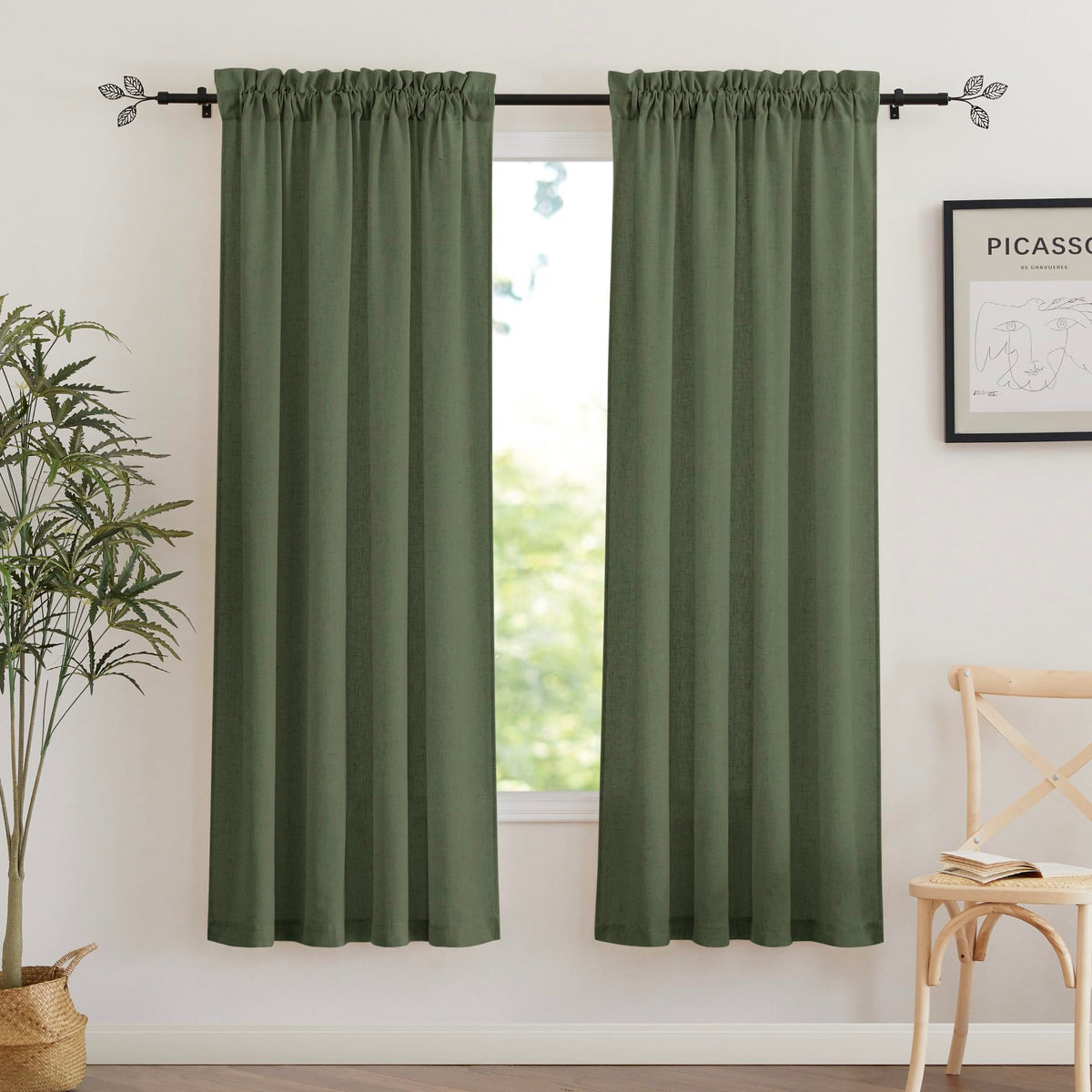 RYB HOME White Semi Sheer Curtains 84 inches Long for Living Room