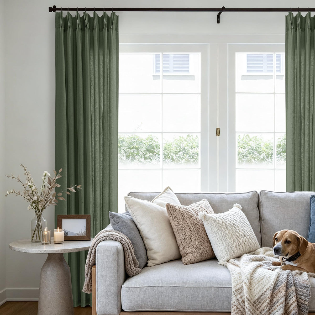 105 Inch Extra Long Curtains Linen Pinch Pleated Cream Semi Sheer