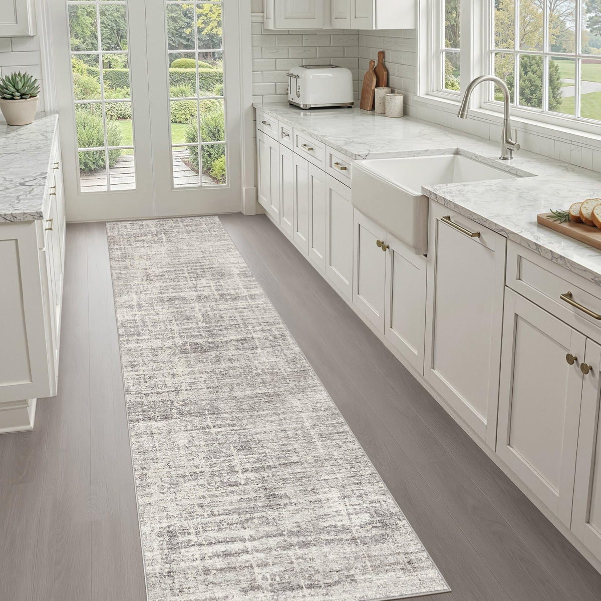 LOONGRUG 8x10 Area Rugs Washable Neutral Modern Rug for Living Room Brown