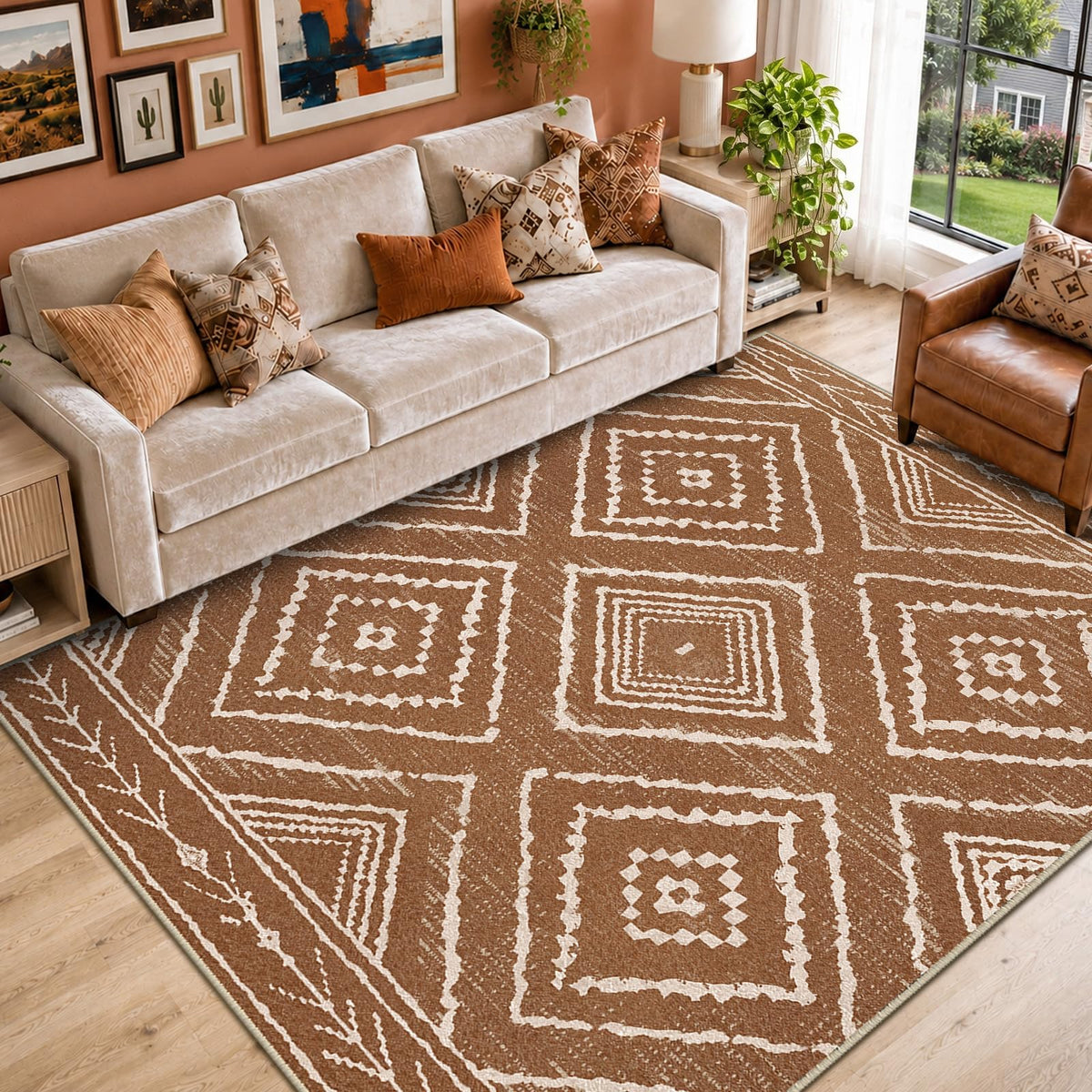 BESTSWEETIE 5'x7' Washable Area Rug for Living Room Bedroom Lightpink
