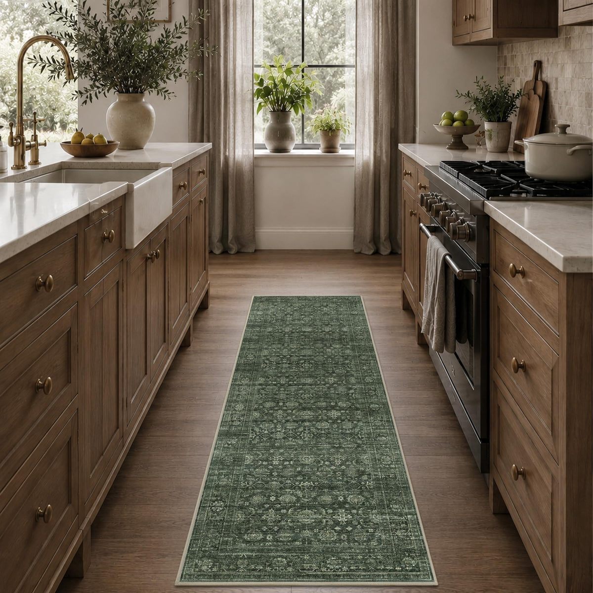 JOOJA 8x10 Beige Vintage Soft Low Pile Boho Neutral Washable Area Rug