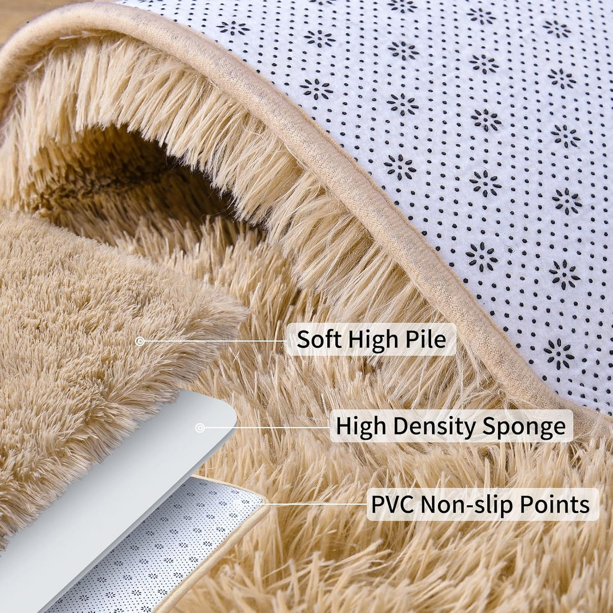 Soft Runner Rugs for Bedroom Hallway 2x6 Beige Fluffy Shag Washable