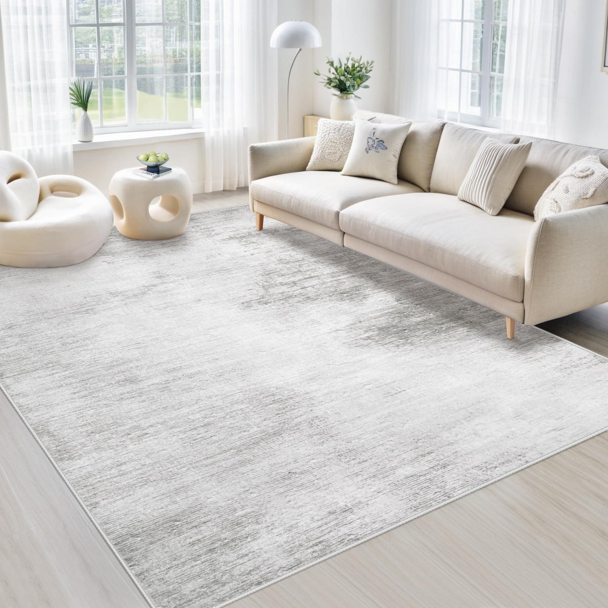 Area Rugs 8x10 Living Room: Washable Rug Modern Abstract Large Rugs Soft Non Slip Neutral Rug Stain Resistant Indoor Carpet for Bedroom Kitchen Dining Room Table Nursery Home Office Rugs(Beige,8'x10')