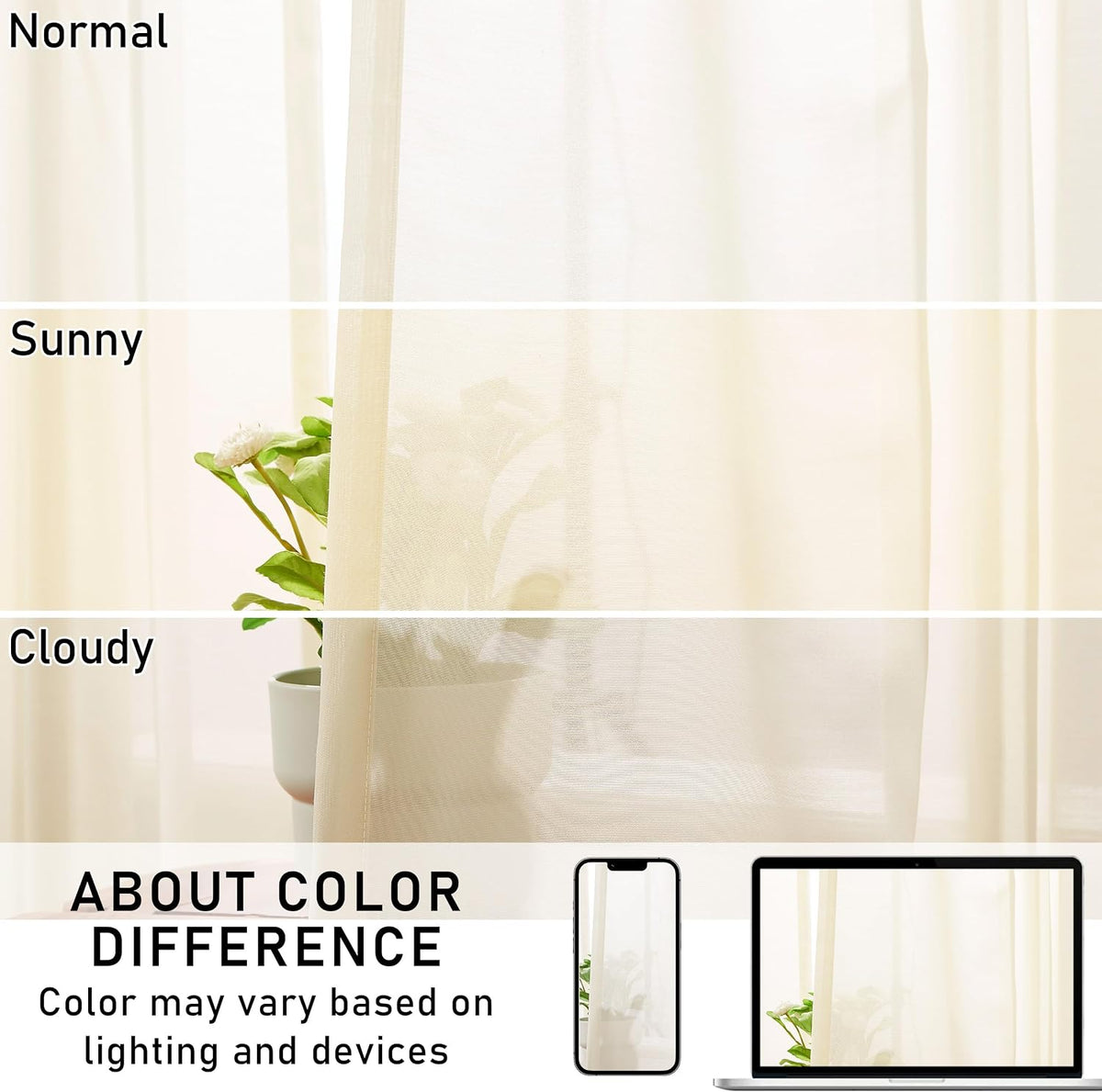 WEST LAKE Egret Ivory Pinch Pleated Sheer Curtains 102 Inches Long