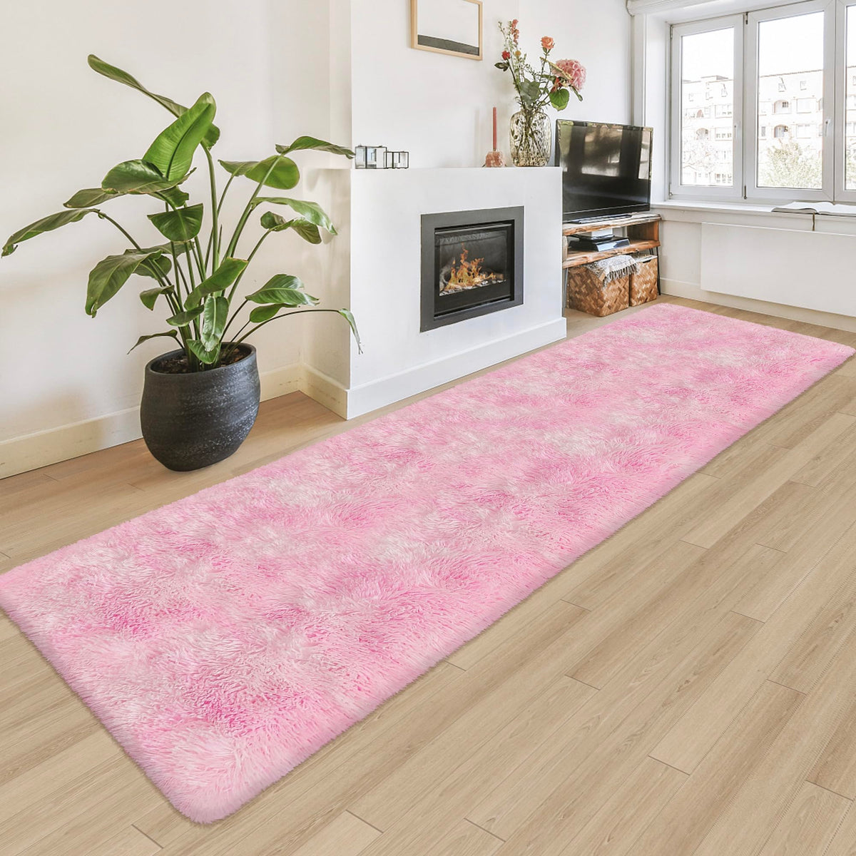 Tie-Dyed Runner Rug for Bedroom Black Grey 2x6ft Fluffy Area Rug Bedside Runner Rug for Kids Room Boys Teens Nursery Baby Living Room Dorm Home Decor Carpets