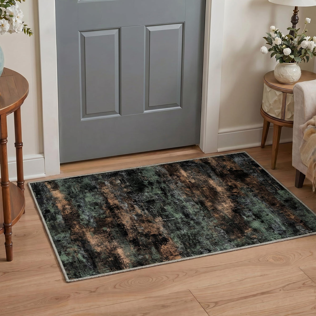 BEIMO 5x7 Green Abstract Area Rug, Washable Non-Slip for Bedroom