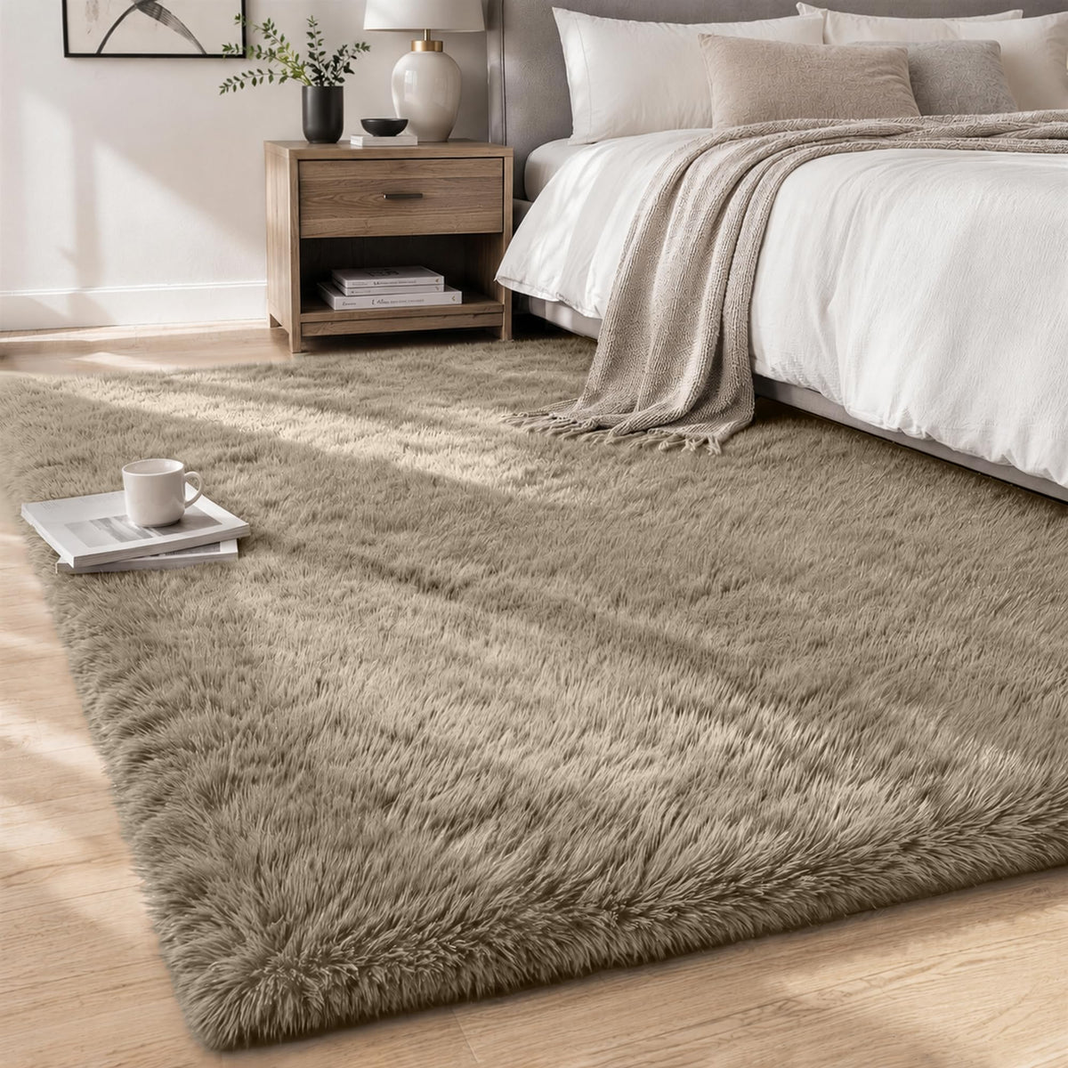 6x9 Area Rugs for Living Room Bedroom,Ultra Soft Fluffy Shag Rug Grey