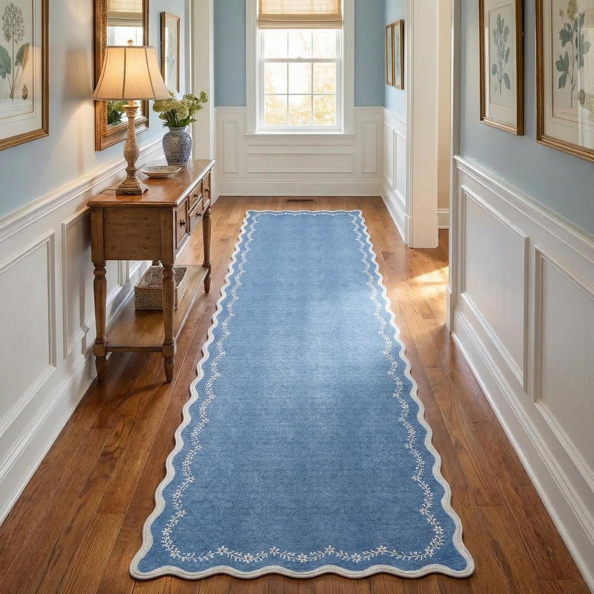 GarveeHome 5x7 Scalloped Area Rug Jute Washable Bedroom Living Room Rug