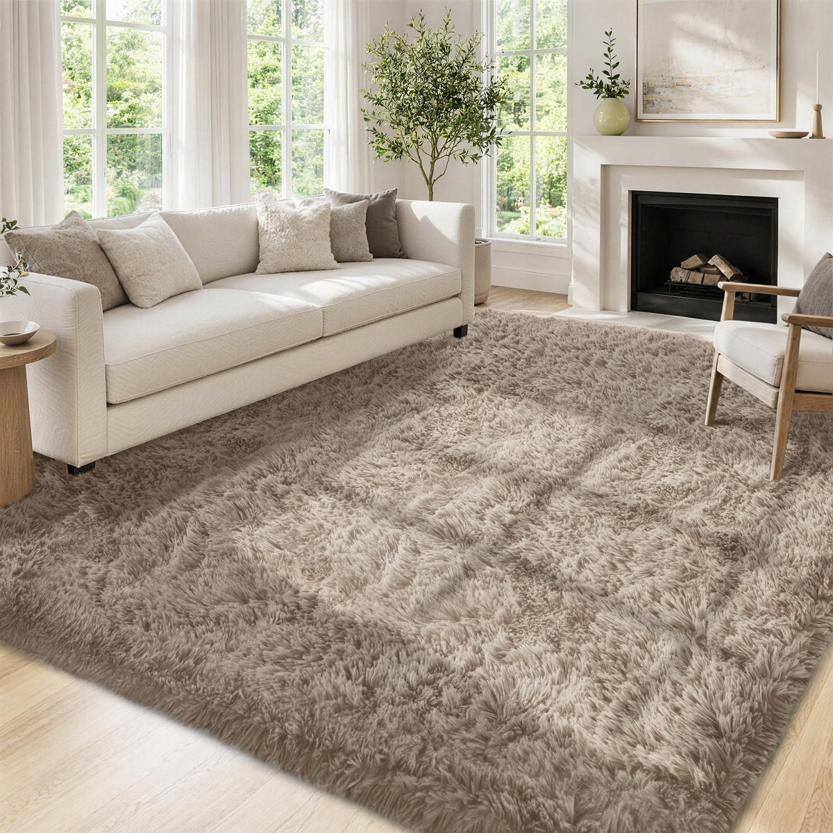 Tosuoka 5x7 Area Rugs for Living Room Bedroom, Black Rug Soft Fluffy Shag