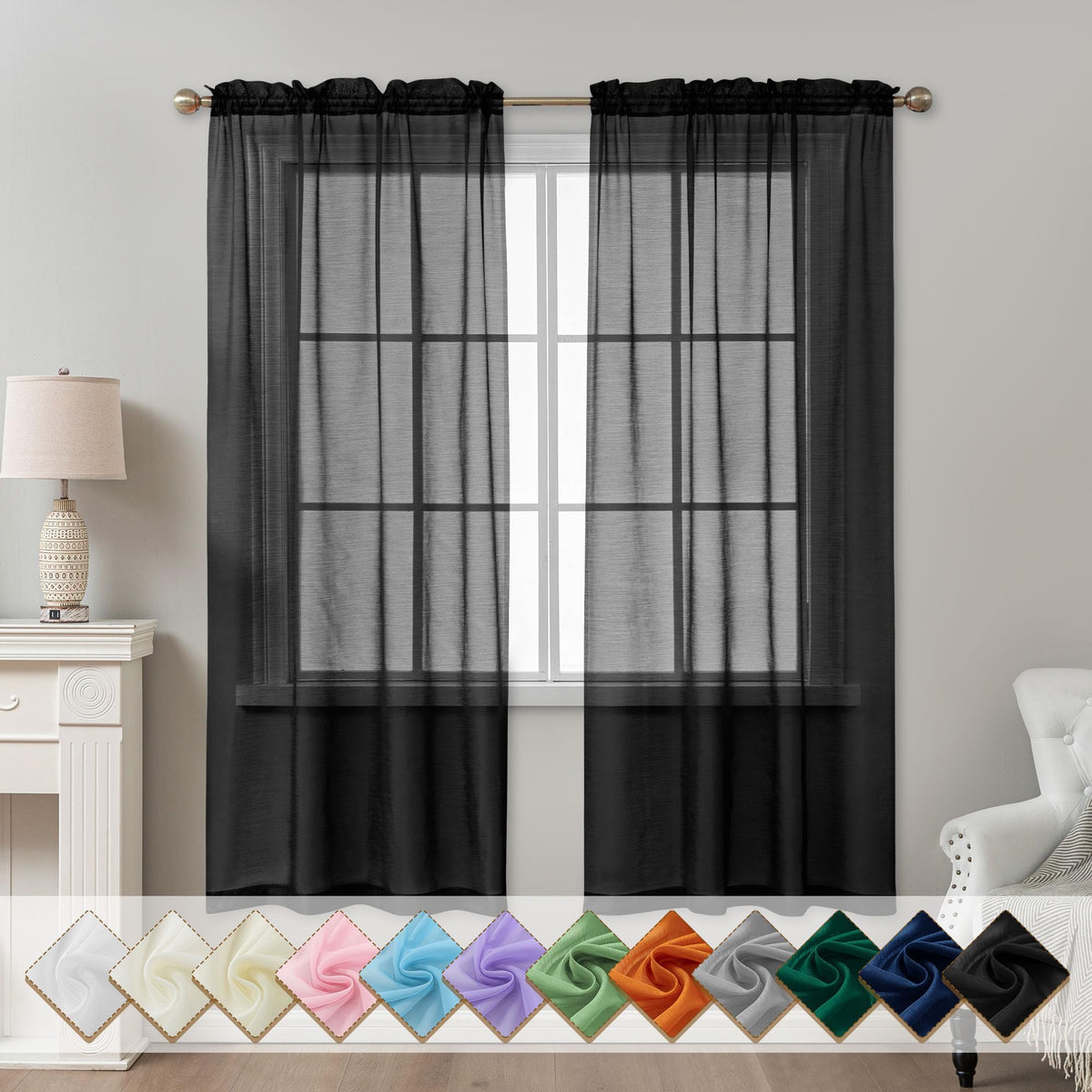 Natural Sheer Curtains 96 Inches Long Rod Pocket