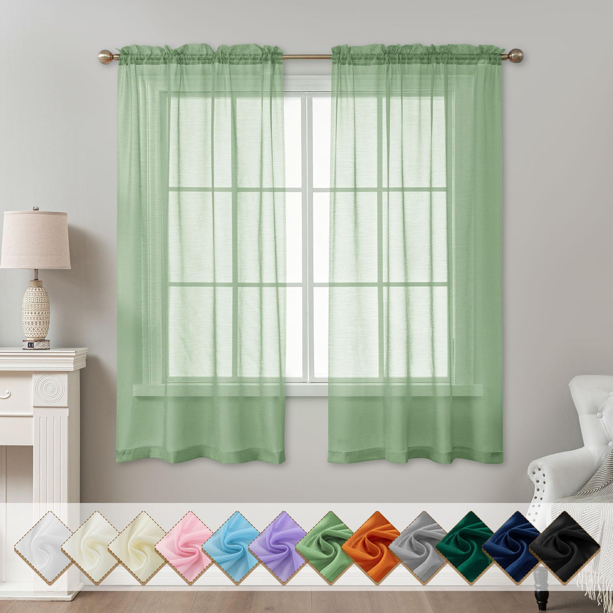 Natural Sheer Curtains 96 Inches Long Rod Pocket