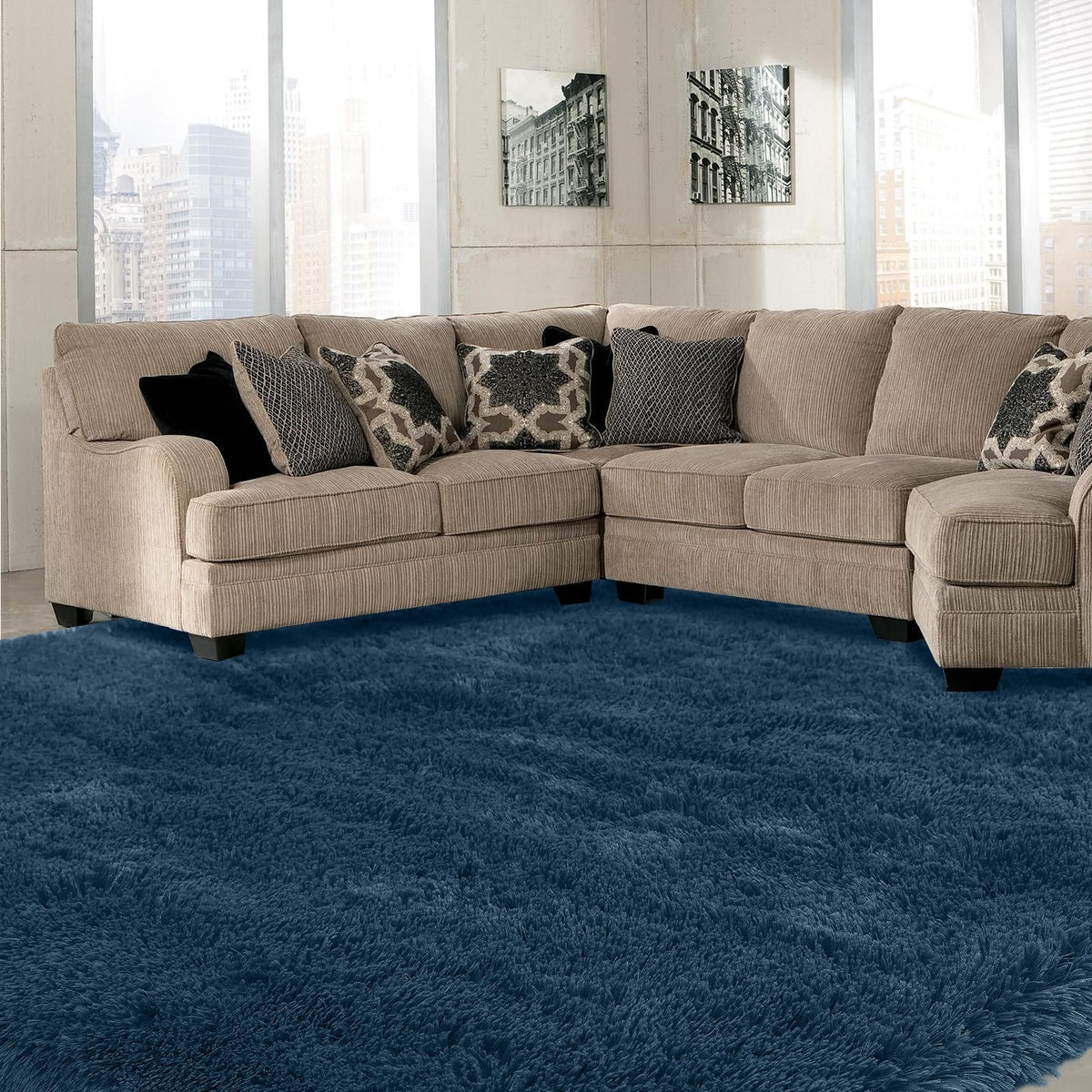 Fluffy Area Rug for Bedroom 5x7 Grey - Soft Shag Dorm Decor Carpet