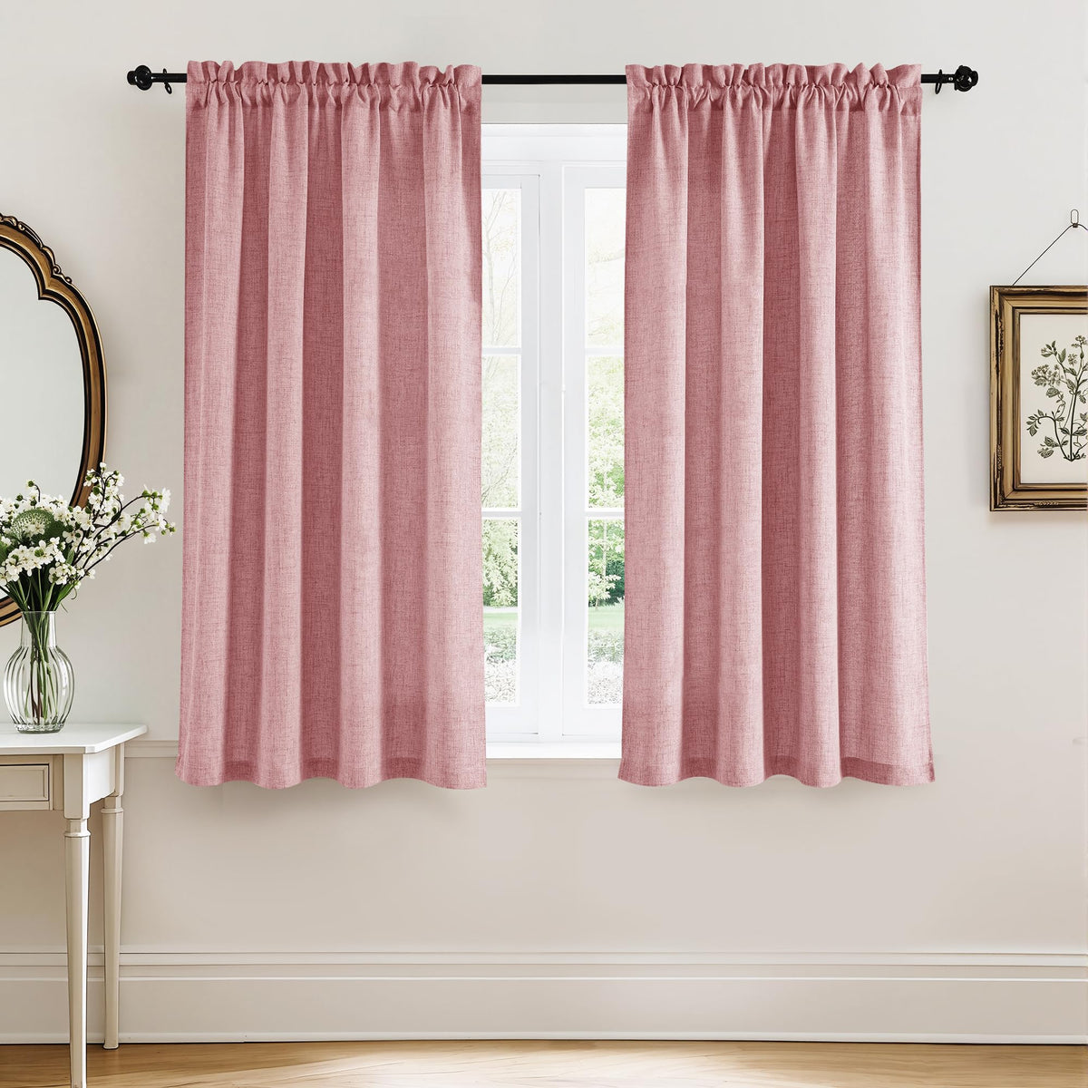 RYB HOME White Semi Sheer Curtains 84 inches Long for Living Room
