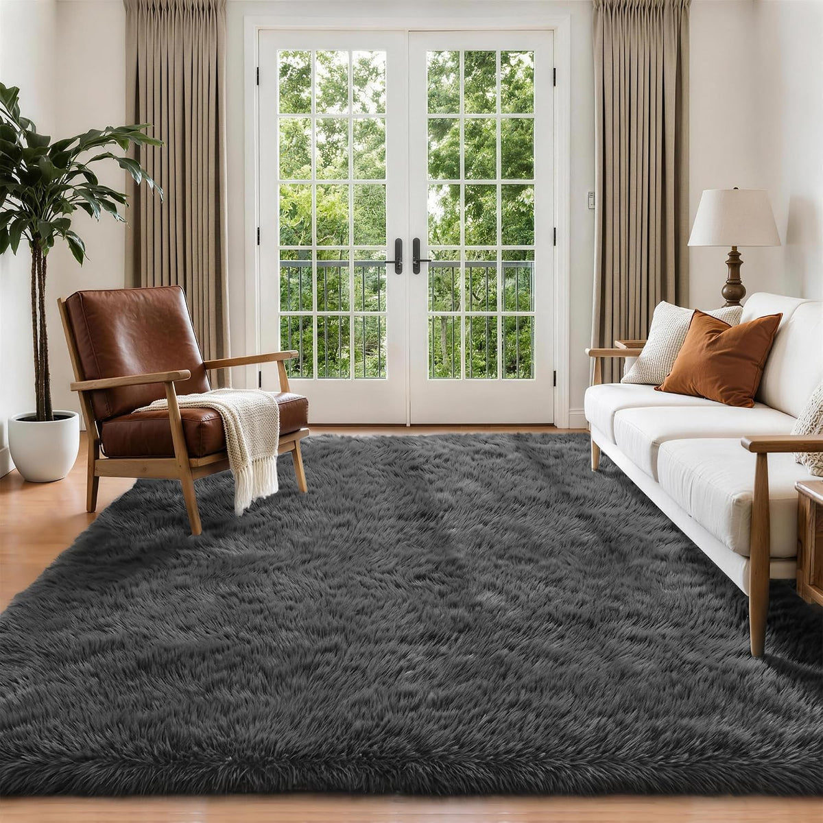 6x9 Area Rugs for Living Room Bedroom,Ultra Soft Fluffy Shag Rug Grey