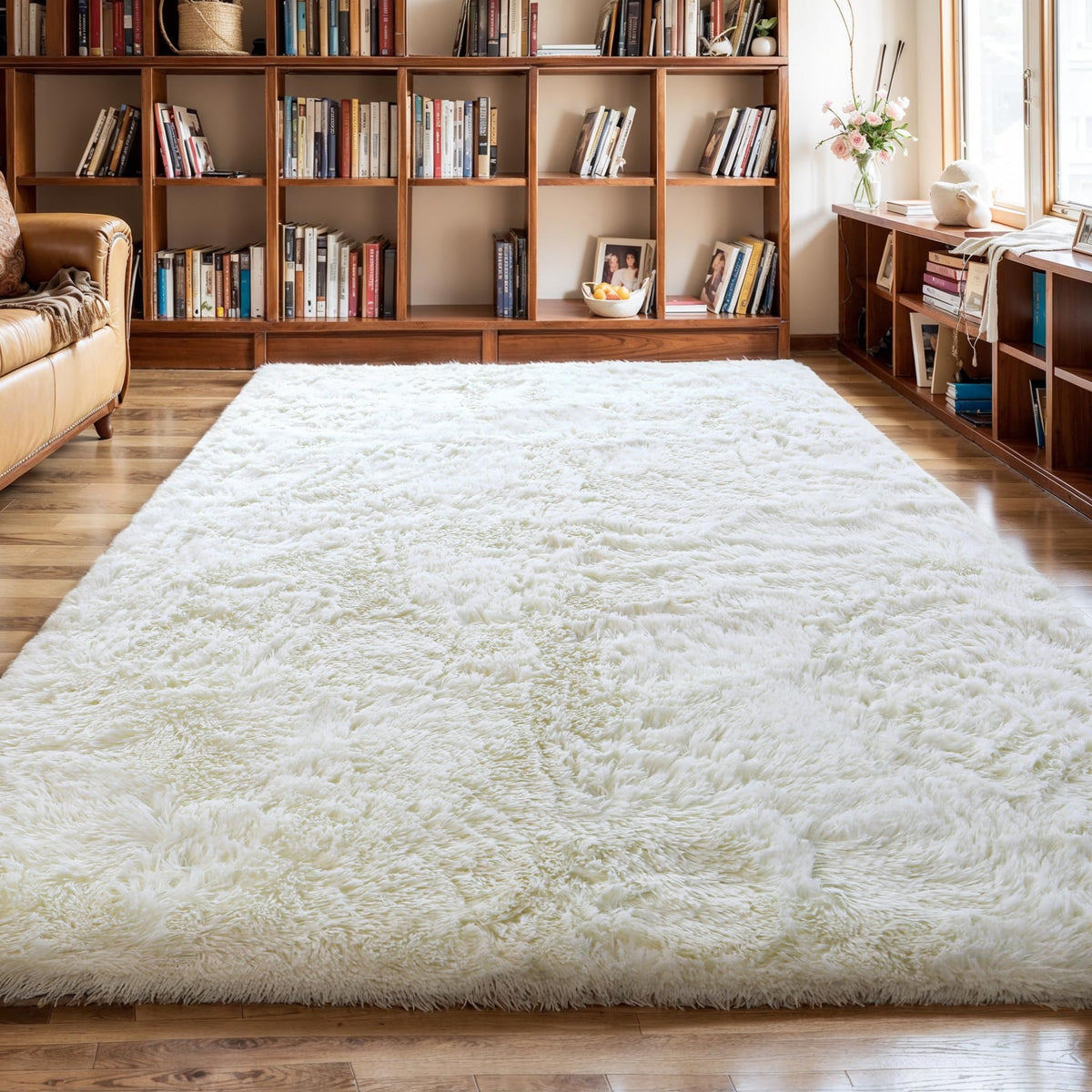 Pink Fluffy 4x6 Area Rugs for Bedroom Girls, Plush Washable Carpet