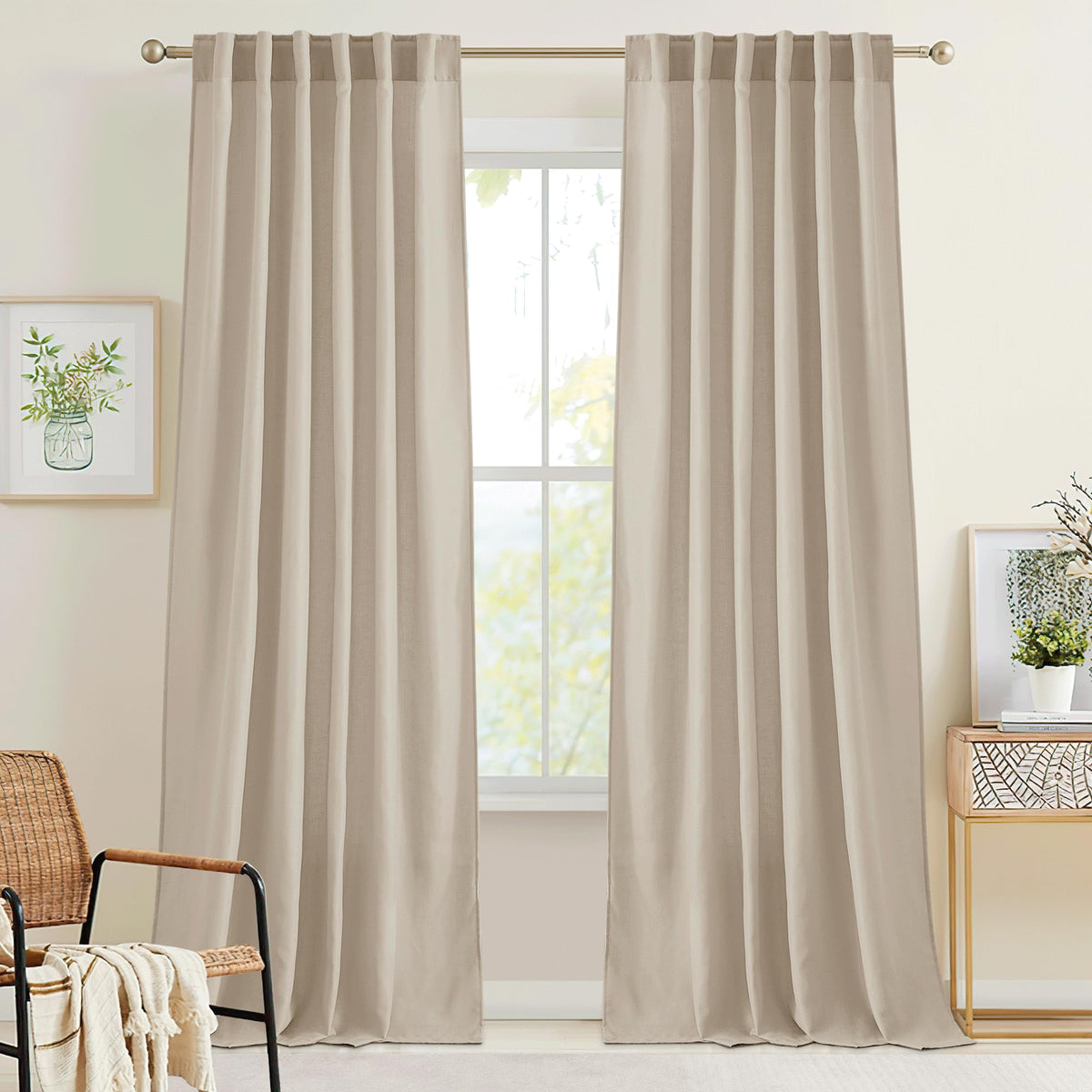 RYB HOME White Sheer Curtains for Living Room Patio Glass Door, W52 x L95