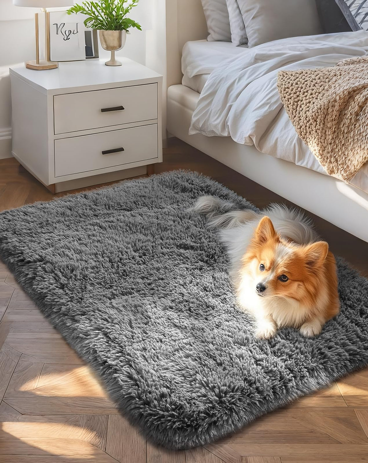 Ophanie 5x7 Area Rugs for Living Room Ivory, Fluffy Shag Large Fuzzy Plush Soft Rug, Shaggy Floor Big Carpets for Bedroom Nursery, Kids Home Decor Aesthetic with Over 99 pcs Pile fibers