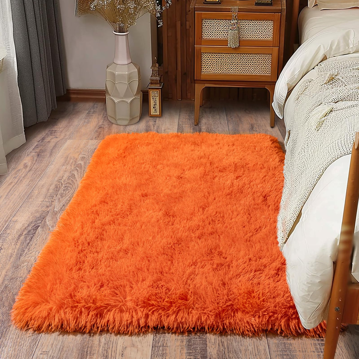 Soft Runner Rugs for Bedroom Hallway 2x6 Beige Fluffy Shag Washable