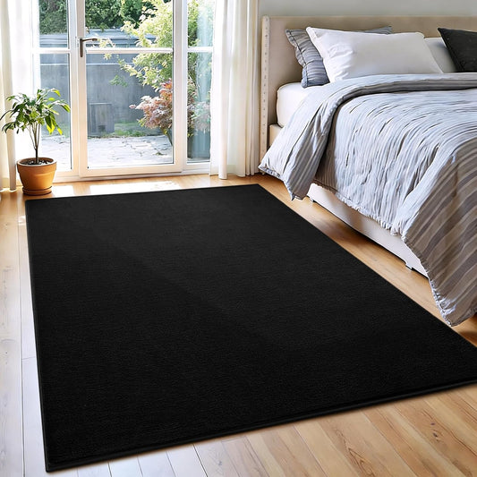 Vasofe Black Area Rugs for Living Room Bedroom, 4x6 Modern Memory Foam Rug