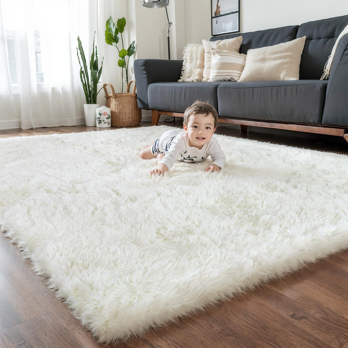 Pink Fluffy 4x6 Area Rugs for Bedroom Girls, Plush Washable Carpet