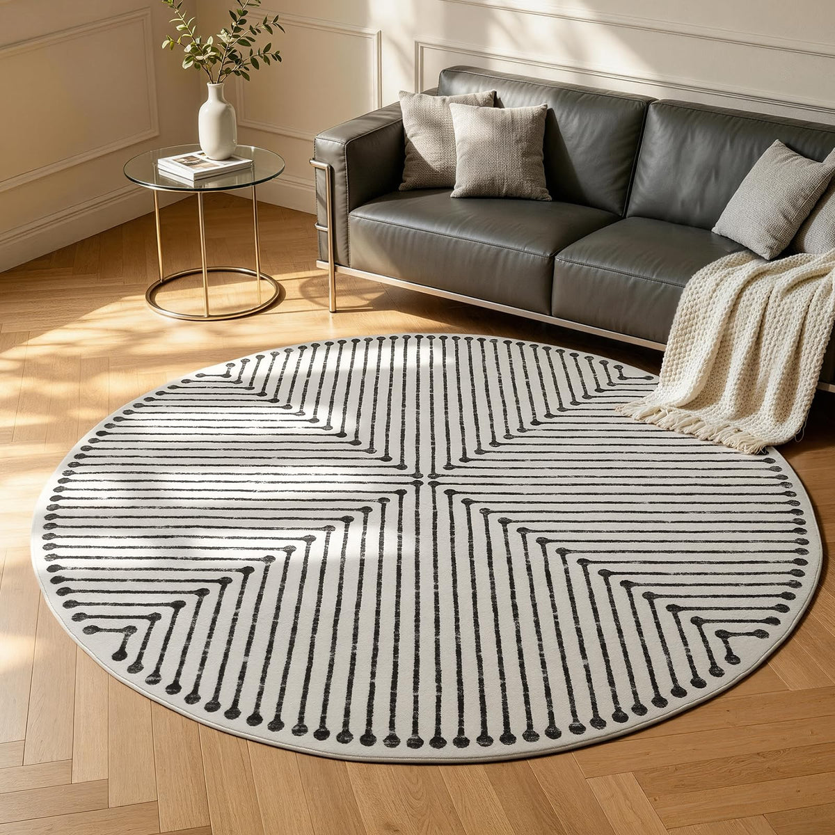 YIHOUSE Washable 5x7 Area Rugs for Living Room, Black and White Striped Rug for Bedroom Playroom Non Slip Low Pile, Soft Modern Geometric Carpet for Entryway Home Office Decor
