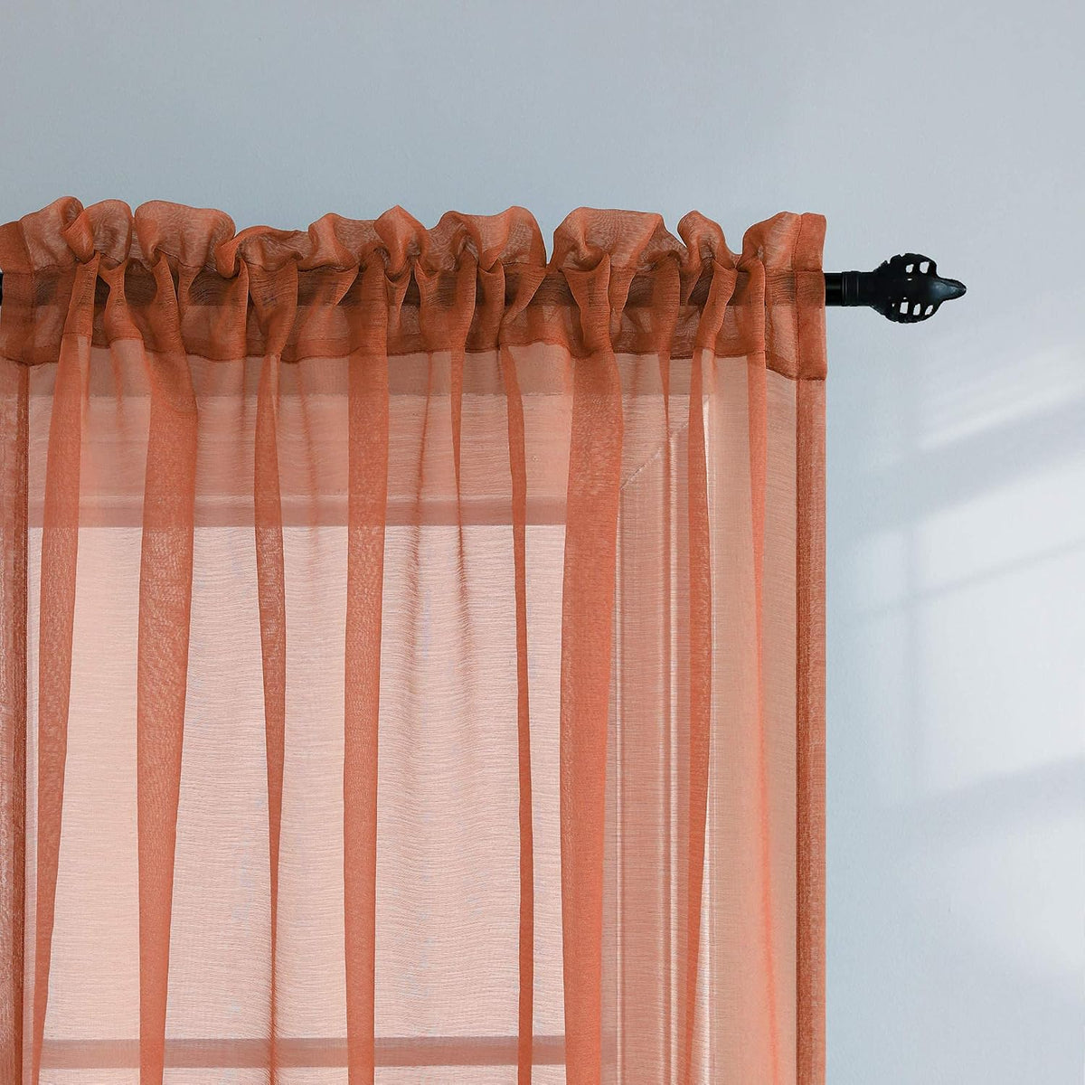 Pitalk Terracotta Curtains 84 Inch Length for Living Room 2 Panel Sets Rod Pocket Sheer Curtains for Living Room Rust Burnt Orange Red