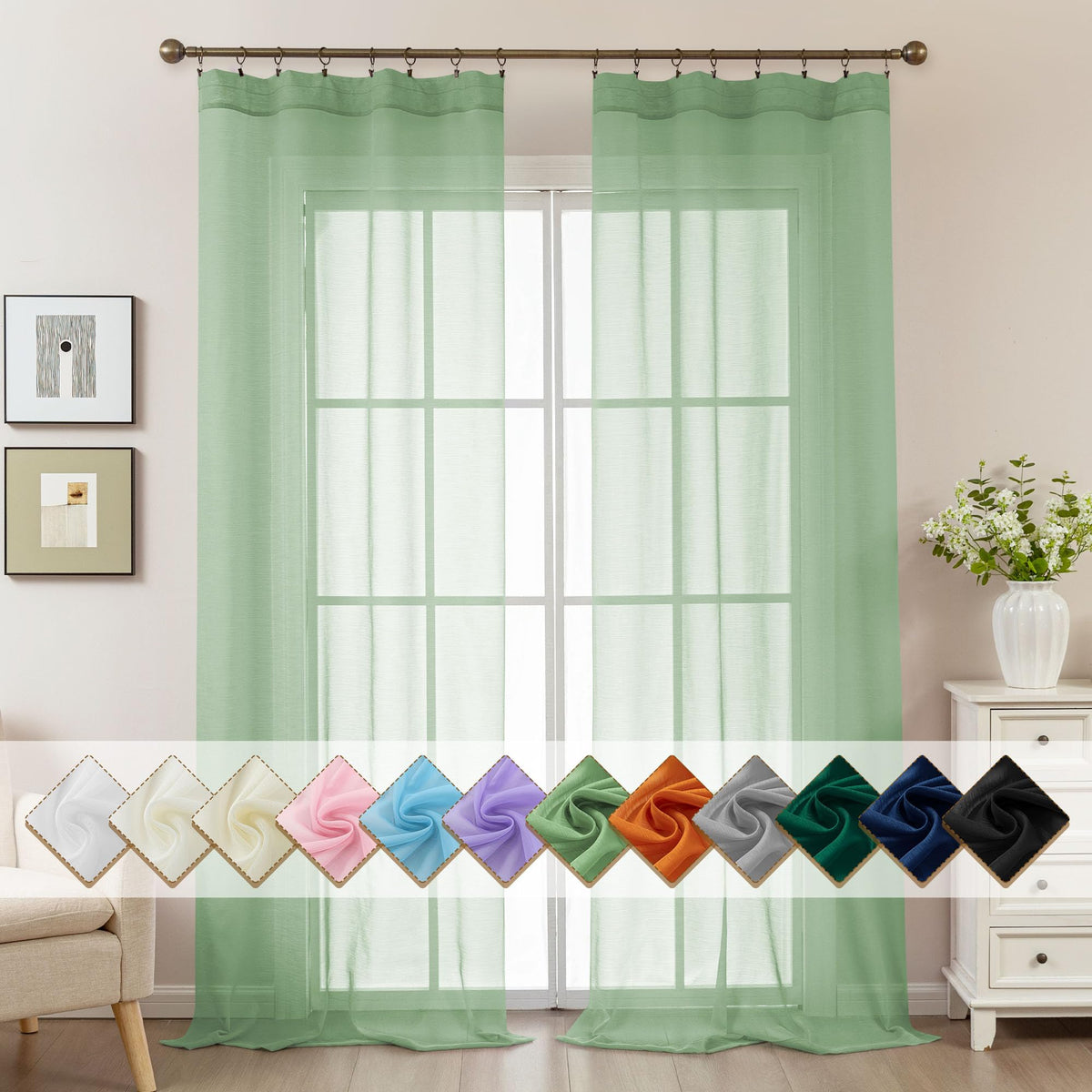 Natural Sheer Curtains 96 Inches Long Rod Pocket