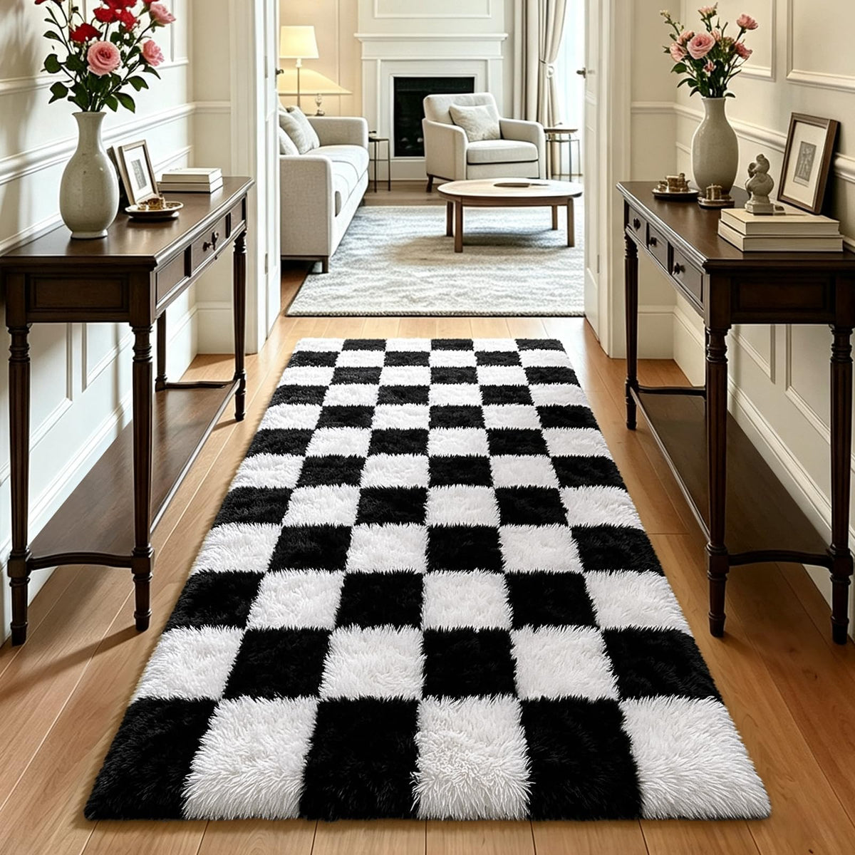 Beige 8x10 Area Rugs for Living Room, Fluffy Shag Rug Large Bedroom Carpet
