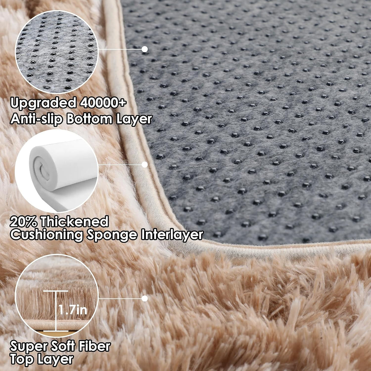 Runner Rugs for Bedroom Living Room, 2x6 Tie-Dyed Beige Hallway Area Rug