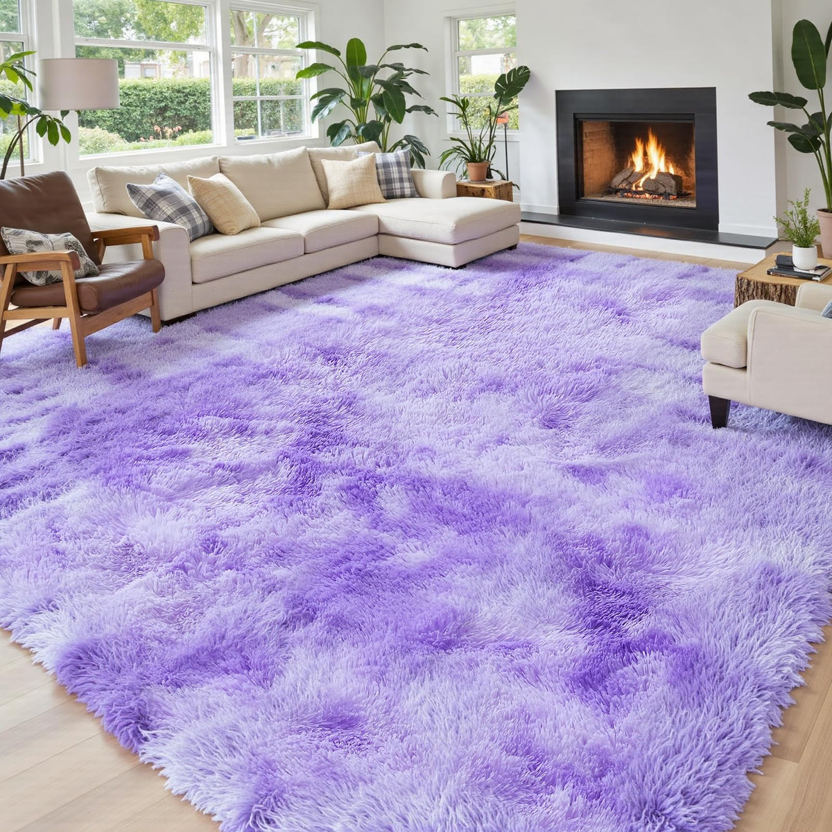 8x10 Area Rugs for Living Room,Light Grey Large Shaggy Soft Plush Furry Rug